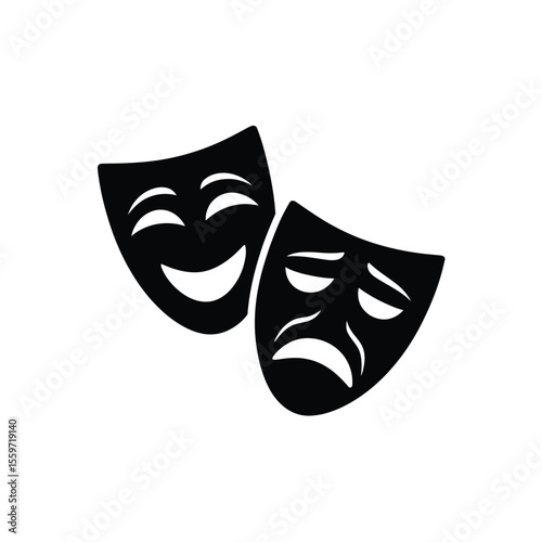 Comedy and Tragedy Masks Black and White Theatrical Representation