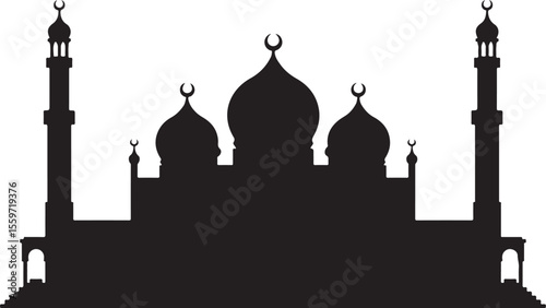 Classic Mosque Silhouette - Islamic House of Worship Vector
