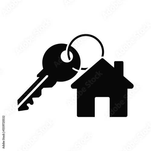 Key to a New Home Black and White Icon