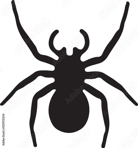 Top View Black Spider Silhouette - Halloween Insect Vector