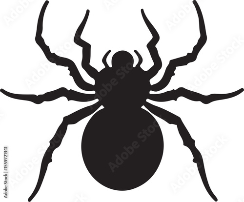 Top View Black Spider Silhouette - Halloween Insect Vector