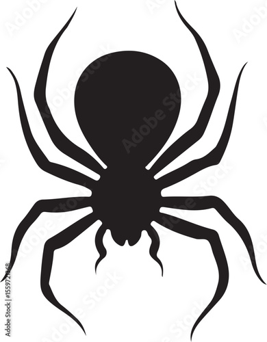 Top View Black Spider Silhouette - Halloween Insect Vector