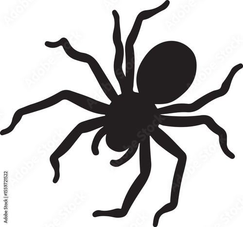 Top View Black Spider Silhouette - Halloween Insect Vector