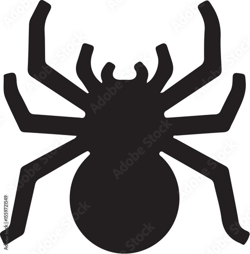 Top View Black Spider Silhouette - Halloween Insect Vector