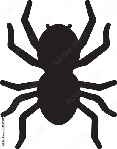 Top View Black Spider Silhouette - Halloween Insect Vector