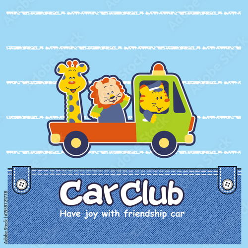 cute animals going on holiday , Animal Cartoon, Flat Vector Illustration