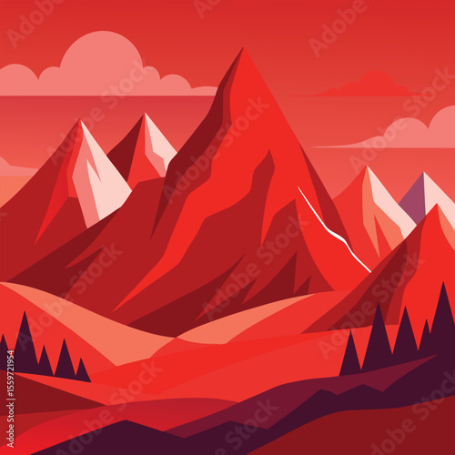 Φωτογραφία Hillside with sheep grazing under cloudy sky vector illustration