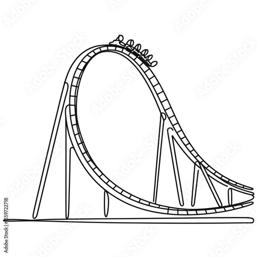 Roller Coaster Outline with Passengers at the Top of the Loop