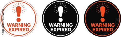 Expired warning sign vector illustration attention alert symbol icons set
