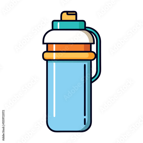 Clean line art vector of a reusable gym water bottle with flip lid