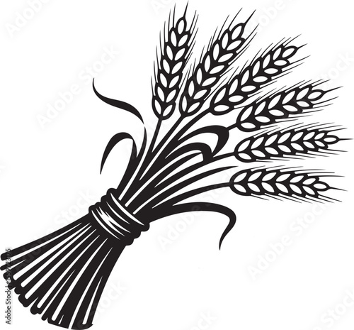 Elegant Black and White Illustration of a Sheaf of Wheat A Timeless Symbol of Harvest and Abundance