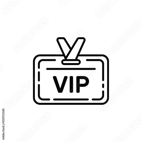 Black and White VIP Pass Badge Icon Illustration