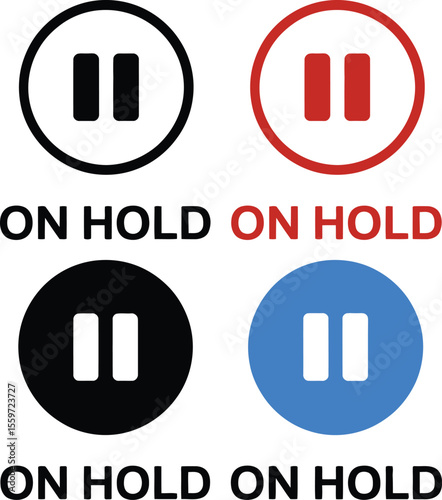 On hold icon vector pause button symbol set for website and app design ui ux