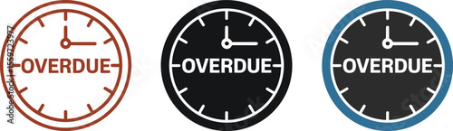 Overdue clock icon vector illustration deadline reminder time management concept