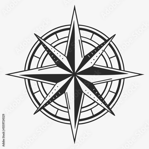 A Vintage Compass Rose Design Symbolizing Directional Guidance and Exploration