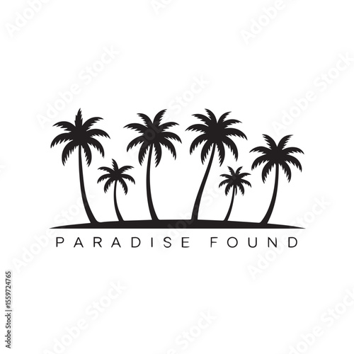 Wallpaper Mural Tropical Paradise Found Logo with Silhouetted Palm Trees Evoking Relaxation and Serenity Under Clear Skies and Captivating Island Vibes Torontodigital.ca