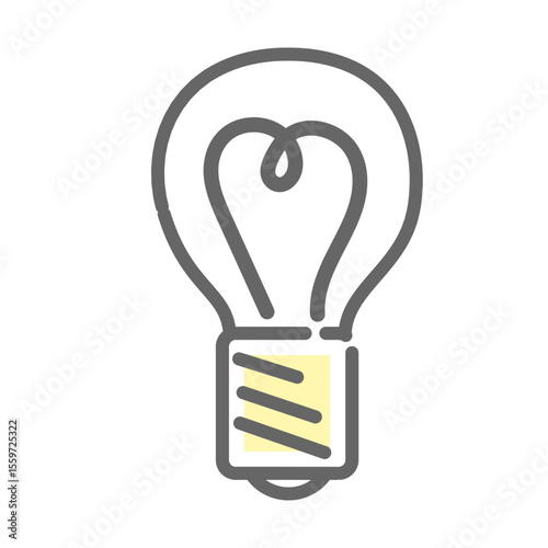 Heart-shaped filament lightbulb inspiration icon