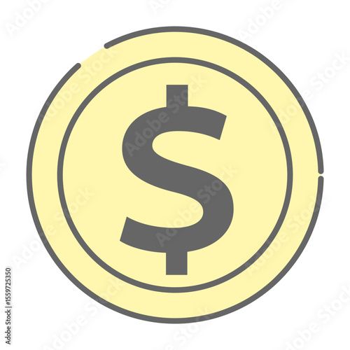 Gold dollar coin icon for finance illustration