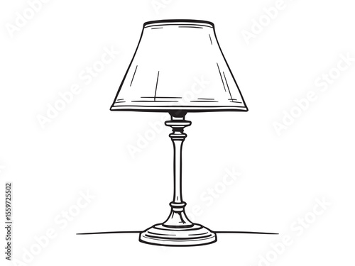 modern minimalist table lamp line art vector design