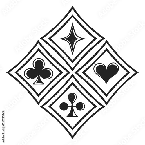 Classic Diamond Card Suits Emblem for Gambling and Entertainment