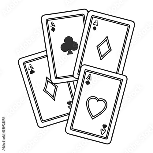 A Collection of Ace Playing Cards Scattered Across a Surface for a Game