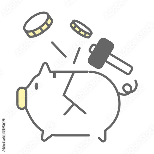 Breaking piggy bank to use savings