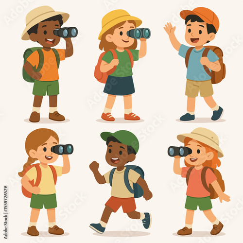 Vector Set Capturing a moment of childhood curiosity