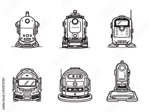 modern robotic vacuum cleaner line art minimalistic design