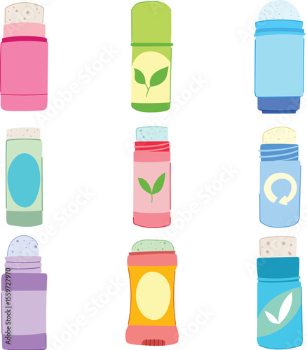 deodorant eco friendly set cartoon vector illustration