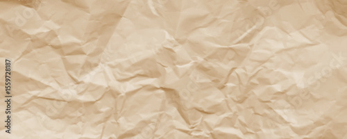 Closeup of brown crumpled paper for texture background. 