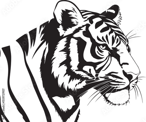 Majestic Tiger Head Profile - Wild Animal Vector Illustration