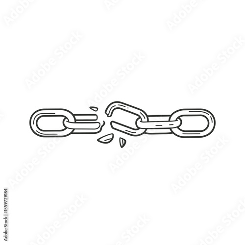 Broken Chain Link Illustration Graphic Design simple line
