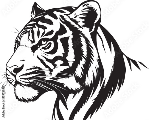 Majestic Tiger Head Profile - Wild Animal Vector Illustration