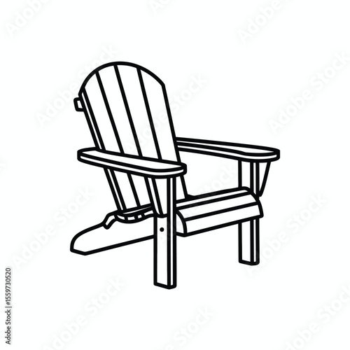 Simple Line Drawing of a Wooden Adirondack Chair