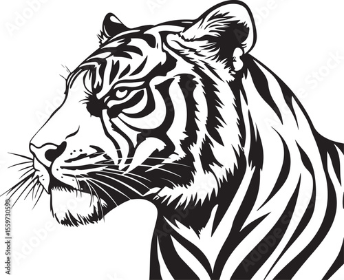 Majestic Tiger Head Profile - Wild Animal Vector Illustration