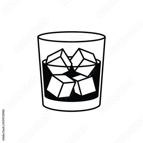 Ice Cubes in a Glass Refreshing Drink Illustration