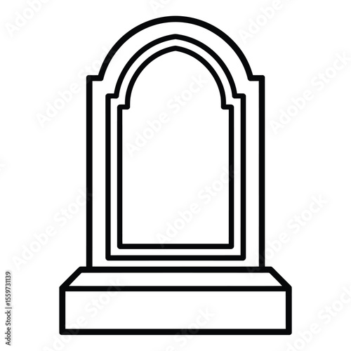 Simple Outline of a Gravestone Black line drawing