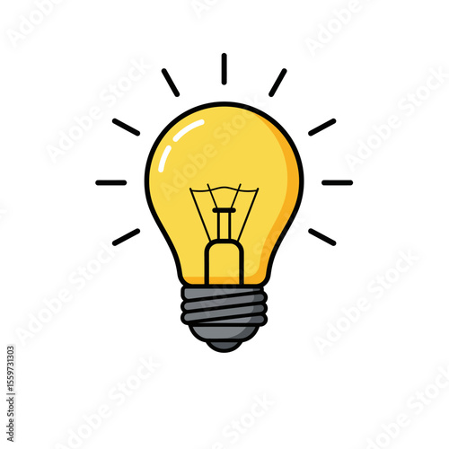 Light bulb icon in flat style. Lamp vector illustration on white background. Energy and idea sign business concept. 
