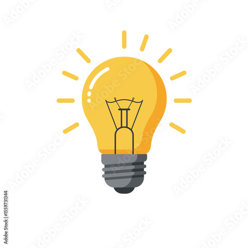 Light bulb icon in flat style. Lamp vector illustration on white background. Energy and idea sign business concept. 
