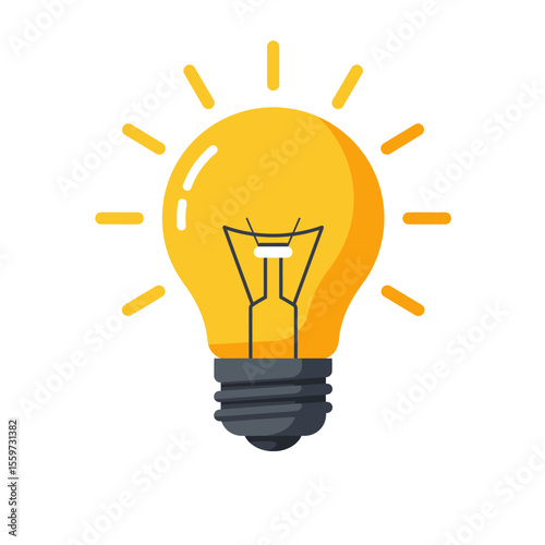 Light bulb icon in flat style. Lamp vector illustration on white background. Energy and idea sign business concept. 

