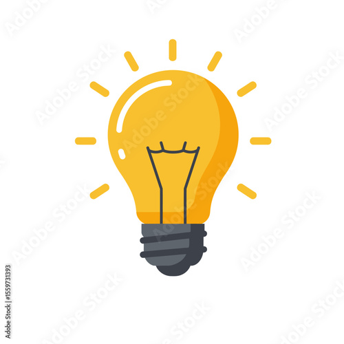Light bulb icon in flat style. Lamp vector illustration on white background. Energy and idea sign business concept. 
