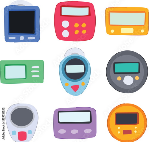shower timer set cartoon vector illustration