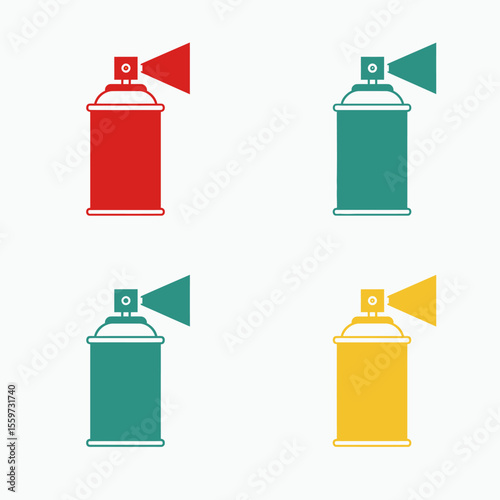 Spray can icon set collection in flat style. Aerosol bottle vector illustration Gas container sign business concept. 