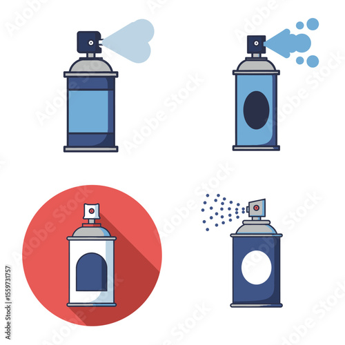Spray can icon set collection in flat style. Aerosol bottle vector illustration Gas container sign business concept. 