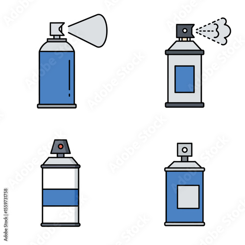 Spray can icon set collection in flat style. Aerosol bottle vector illustration Gas container sign business concept. 
