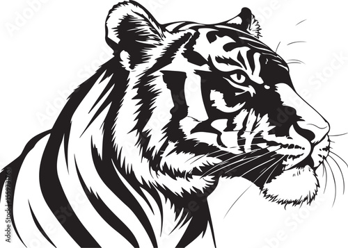 Majestic Tiger Head Profile - Wild Animal Vector Illustration