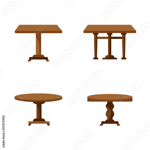 Table furniture icon in flat style. Wooden table vector illustration on white background. Dinner desk sign business concept