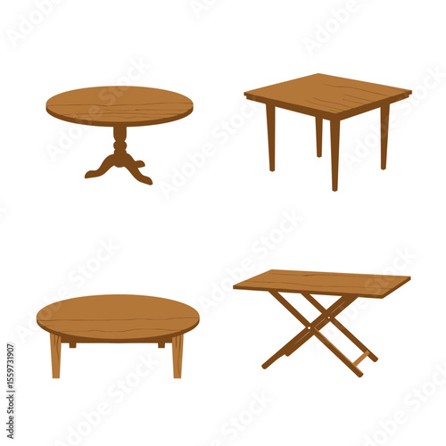 Table furniture icon in flat style. Wooden table vector illustration on white background. Dinner desk sign business concept