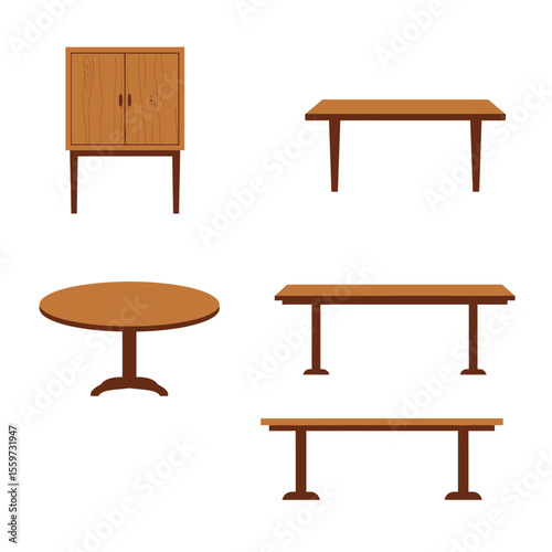 Table furniture icon in flat style. Wooden table vector illustration on white background. Dinner desk sign business concept