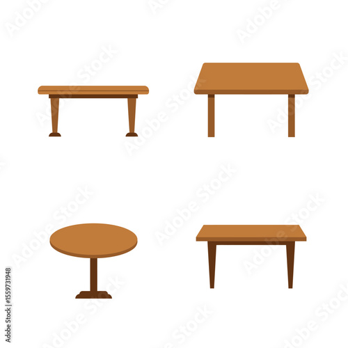 Table furniture icon in flat style. Wooden table vector illustration on white background. Dinner desk sign business concept
